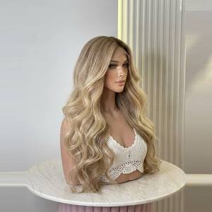 Peluca de <span class=keywords><strong>Cabello</strong></span> Humano con Ondas Suaves, Doble Trama, con Encaje Frontal HD, Raíces <span class=keywords><strong>Beige</strong></span>, Rubio - Product Image 5