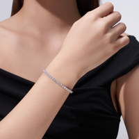 Bracelet tennis en moissanite, argent sterling 925, 8,8g, serti à griffes, coupe brillant ronde, chaîne à maillons pour femme