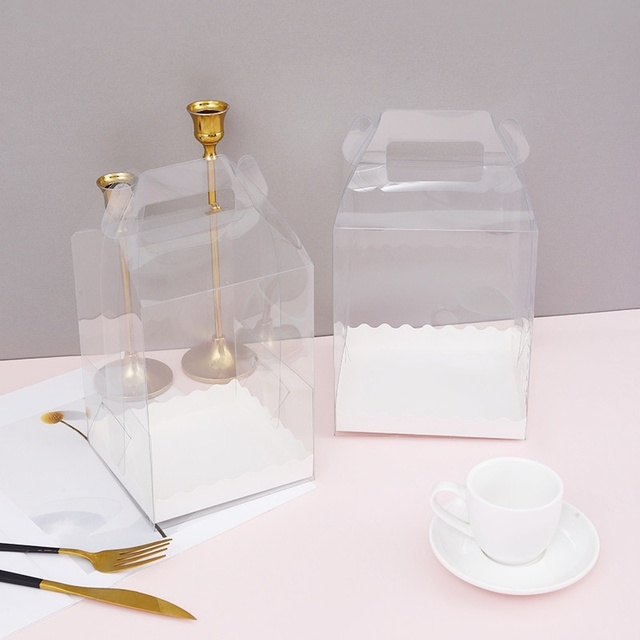 Transparent square  Portable Small Cake Box Mousse Packaging Cheesecake Pastry Box Wholesale