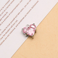 Pendentif cœur coloré incrusté de zircon Moyamiya, collier et bracelet tendance pour femmes, accessoires de bijoux DIY en fer électroplaqué