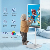 Tv Smart layar sentuh 32 inci, Tablet Pc elektronik besar dengan Monitor roda portabel Tv Android dengan kamera