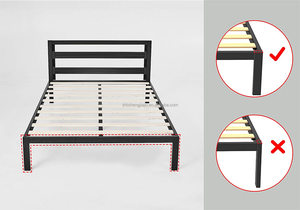 Cadre de lit en métal cadre de lit <span class=keywords><strong>à</strong></span> lamelles démontable tête de lit rembourrée de luxe dernier cadre de lit King Size assembler - Product Image 5