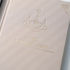 <span class=keywords><strong>Journal</strong></span> de manifestation de <span class=keywords><strong>5</strong></span> <span class=keywords><strong>minutes</strong></span> avec logo personnalisé couverture rigide A5 en tissu et lin avec estampage en or - Product Image 5