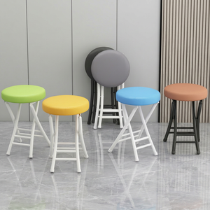 Folding <b>Stool</b> With PU Leather Seat Modern Minimalist Design Home Furniture Chair For Living Room And Balcony Use - Product Image 4