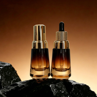 Flacon en verre ambré de luxe de 30 ml avec compte-gouttes pour sérum pour les yeux, emballage de liquide cosmétique, 1 oz