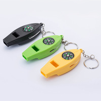Emergency Survival Whistle Compass Thermometer Crisp Sound Keychain Design Multifunction Outdoor Hiking Compass Whistle