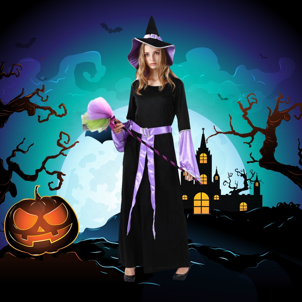 purple witch dress women's Adult Coven Witch Hooded Dress, Purple, 1X