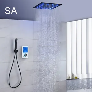 High quality bathroom multifunctional ceiling mounted thermostatic shower faucet set LED shower head set with handheld shower