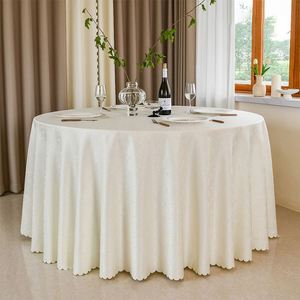2024 Wholesale Jacquard <b>Table</b> Cover <b>White</b> <b>Round</b> Tablecloth Event Party <b>Table</b> Cloth for Wedding - Product Image 6