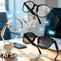 Lunettes Intelligentes Traducteur IA 28g 80mAh+80mAh Contrôle Tactile Étanche Charge Magnétique Audio Professionnel Enregistreur de Réunions
