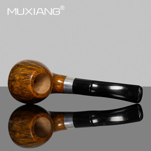 Muxiang Handmade Briar Wood Apple Pipe Bent Type Tobacco Pipe For Men - Product Image 2