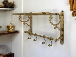 Toallero de Latón Macizo Vintage con Estante de Almacenamiento y Múltiples Ganchos, Organizador de Baño Montado en la Pared para Hogar Moderno - Product Image 6