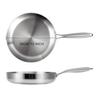Poêle à frire en acier inoxydable de 12 pouces, compatible induction et four 500 ° F, Ustensiles de cuisine robustes compatibles lave-vaisselle
