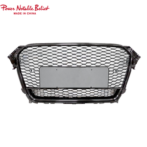 Parrilla Delantera Estilo RS4 para Audi <span class=keywords><strong>A4</strong></span> S4 B8.5 2013 <span class=keywords><strong>2014</strong></span> 2015 2016, Color Negro Brillante, con Diseño de Panal y Logotipo Quattro - Product Image 1