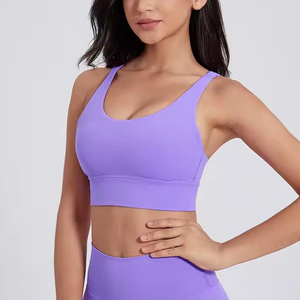 Couleur unie Multiples Bretelles Sous-Vêtements Top Poitrine Pad Sans Bretelles <span class=keywords><strong>Croisé</strong></span> Dos Femmes Fitness Femme Chaude Sexy Xxxx <span class=keywords><strong>Soutien</strong></span>-<span class=keywords><strong>Gorge</strong></span> De Sport - Product Image 2