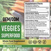 Compléments alimentaires OEM pour fruits et légumes Offre Spéciale à base de super aliments entiers et de 90 capsules de légumes et 90 de fruits-B