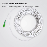 Pigtail en fibre optique SC/APC certifié CPR DCA 3,0 mm blanc G.657A2, longueur personnalisée pour câblage intérieur