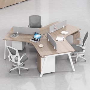 Kreativer 3/4/5-Sitzer <span class=keywords><strong>Open</strong></span>-<span class=keywords><strong>Space</strong></span>-Design Bürotisch-Kombination Einfache <span class=keywords><strong>Computer</strong></span>-Arbeitsstation Leicht zu Montieren Einzigartig Geformter Mitarbeiter-Schreibtisch - Product Image 2
