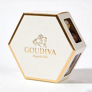 Boîte cadeau hexagonale de luxe personnalisée pour chocolats, avec motif gaufré en feuille d'or - Boîte cadeau rigide empilable pour chocolats gastronomiques - Product Image 3