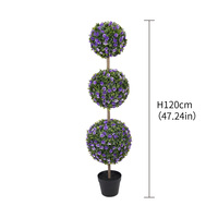 Arbre artificiel en PE de 120 cm, triple boule de roses, design KD, plante artificielle peu encombrante, boule de roses vertes, topiaire pour anniversaire et vente en gros