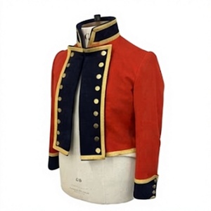 Men's <b>Red</b> <b>Wool</b> Uniform Coat Long Sleeve Double Breasted Stand Collar Vintage Style Outerwear - Product Image 2