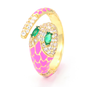 Multi color Snake <span class=keywords><strong>Rinf</strong></span> für Frauen Mode Emaille Schlangen ring Schmuck vergoldet Damen schmuck Factory Outlet - Product Image 4