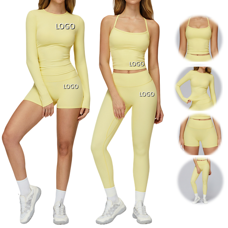 Custom Your LOGO Women's Long Sleeve Yoga Set Custom Breathable Casual Sports 2 Piece Yoga Workout Wear Gym Fitness Sets
