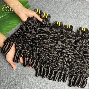 Burmese Curly Bundles menschliches Haar Raw Donor Unverarbeitete Webhaar verlängerungen 12A <span class=keywords><strong>Virgin</strong></span> Hair Bouncy Spiral Curly Bundles - Product Image 3