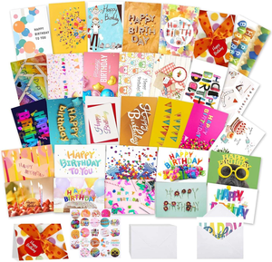 Myway 32pcs/set Happy Birthday Cards With Envelopes Blank Happy Birthday Invitation Cards for Family Kids Celebrations