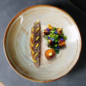 Vaisselle supérieure personnalisée de <span class=keywords><strong>cuisine</strong></span> occidentale <span class=keywords><strong>française</strong></span> rétro créative d'assiette de dim sum en céramique de changement de four d'hôtel - Product Image 1