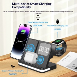 Reloj Despertador 7 en 1, Apto para Teléfonos Móviles, Relojes, Auriculares, con Cargadores Inalámbricos - Product Image 2
