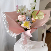 Accessoire de décoration floral en satin plissé à volants pour bordure de jupe, col de bouquet, fournitures de fleuriste de mariage en gros