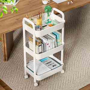 Plastic <b>Kitchen</b> Storage <b>Rack</b> Floor Type Four Layers Non-Folding PP Material for Food/Toy/Book - Product Image 3