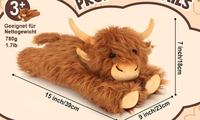 Peluche de vache des Highlands lestée avec sac intérieur amovible rempli de graines de lin naturelles et de lavande, jouet apaisant pour enfants