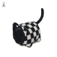 Butée de porte en forme de chat, remplie de sable, en tissu patchwork à carreaux, pelucheux, animal, lourd, décoration, butée de porte