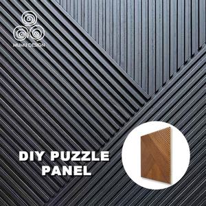 Paneles de <span class=keywords><strong>Madera</strong></span> Decorativos de Lujo con Textura Cuadrada 3D MUMU para <span class=keywords><strong>Salón</strong></span> y Hogar - Product Image 2