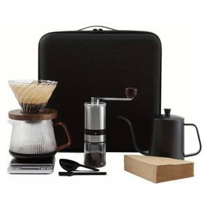 Eco-Friendly Stainless Steel Ceramic Burr Manual Drip Travel Bag <b>Gift</b> <b>Box</b> Packaging Grinder Pot Kettle Pour <b>Coffee</b> Maker Set - Product Image 1