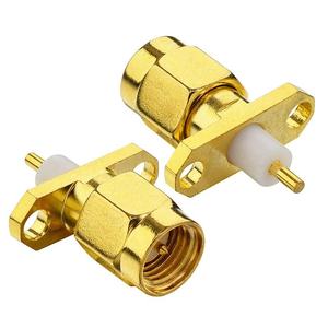 Connecteur RF plaqué or à mémoire de forme, mâle et femelle, à souder, à 2 trous, avec bride, pour carte de circuit imprimé - Product Image 3