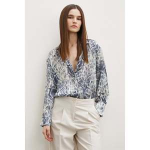 Chemise en satin à imprimé serpent pour femme, grise, boutonnée, décontractée, pour tous les jours - Product Image 6