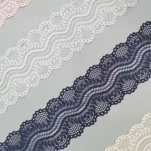 ZJ021 7.5cm 10% Nylon Sector Knitted Elastic Lace for Lingerie Underwear Polyamide 90% Spandex Edging Stretch Lace Trim Band