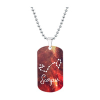 Collier du zodiaque personnalisé avec 12 signes du zodiaque et pendentif en acier inoxydable avec plaque rectangulaire