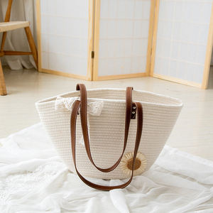 Bolsos de hombro de mujer playa moda verano bolsos de cuerda de algodón combinables personalizados al por mayor baratos - Product Image 5