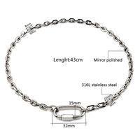 Collier ras du cou en acier inoxydable couleur or/argent, bijou de mode pour fête, chaîne punk à maillons longs pour femmes et hommes