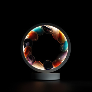 Nouveau Design Romantique Cristal Artisanat Coloré Poli Agate <span class=keywords><strong>Tranche</strong></span> Réglable Lumière Table Veilleuse Pour La Décoration Intérieure - Product Image 2
