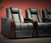 Juego de sofá de película ajustable eléctrico Premium, asientos de cine en casa de cuero nuevo, Villa de lujo, iluminación Led, sofás reclinables cinematográficos