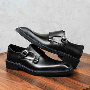 Zapatos de Cuero Repujado Hechos a Mano en China, Modelo 2025, Promocionales, para Hombre, Otoño, Impermeables, con Aumento de Altura, Sin Cordones, Punta Cuadrada - Product Image 4