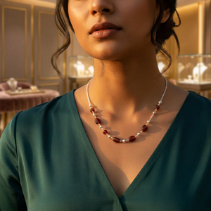 Collar de Plata 925 con Cuentas de Granate para Mujer, Estilo Clásico, Joyería para Uso Diario - Product Image 3