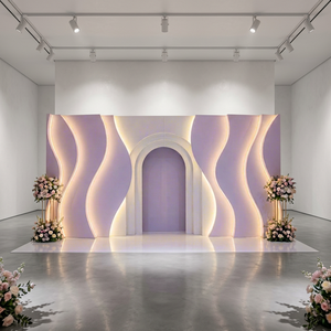 LEDA - Fondo de Escenario Moderno para Bodas, Diseño de Ondas Blancas, PVC 3D, Decoración de Escenario con Luz LED - Product Image 1