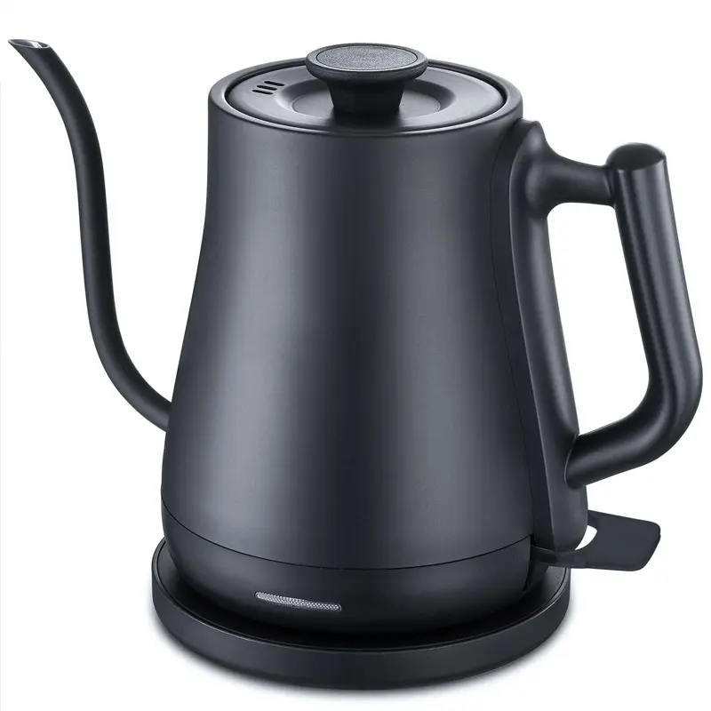 Ultra Fast Boiling Hot Water Electric Coffee Kettle Stainless Steel 1.0 Litre Matte Black Electric Gooseneck Kettle