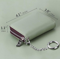 Portefeuille de cartes de crédit, porte-cartes à fermeture éclair pour hommes femmes, blocage RFID, portefeuille porte-clés, taille compacte